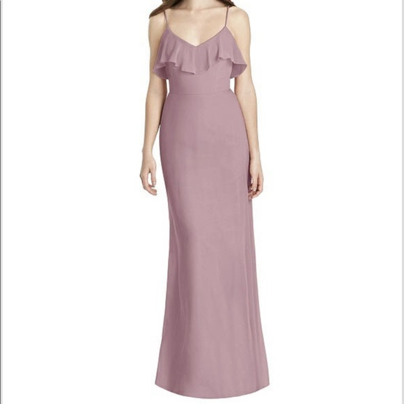 Dusty Rose Dessy Lux Chiffon Bridesmaid Dress - Picture 1 of 4